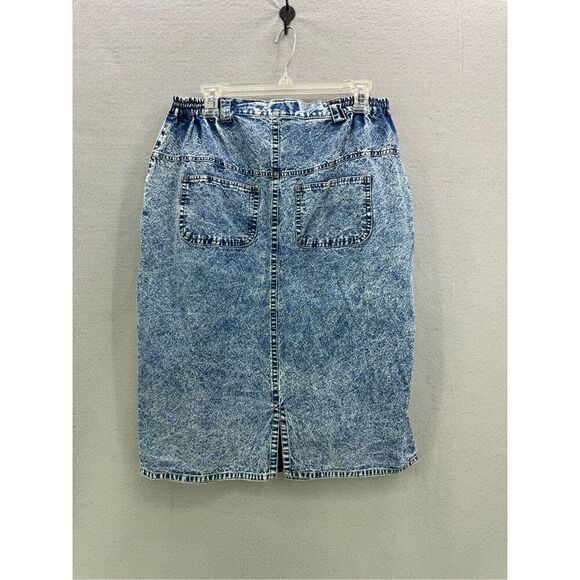 Vintage 80s Pretty Bleu Womens Blue Acid Wash Beaded Embellished Jean Skirt Size - Picture 2 of 8